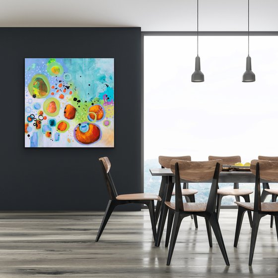 La joie est contagieuse - Original bold abstract on canvas - Ready to hang