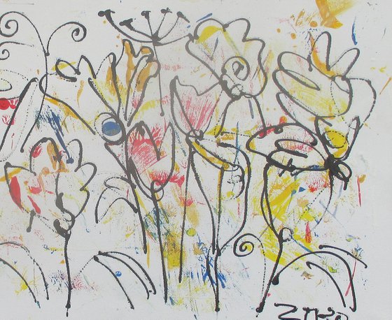 flowerpower in spring  xl Acrylpainting  19,7 x 39,4inch