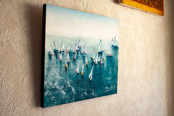 "Yachts in the sea " ships, seascape