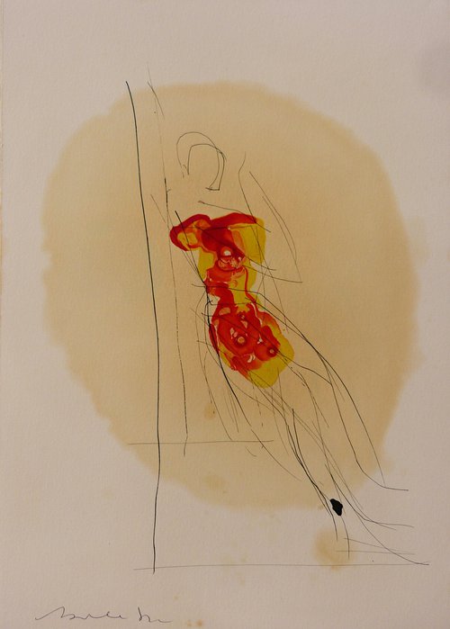 The Woman 19-1, ink and oil on paper 29x21 cm by Frederic Belaubre