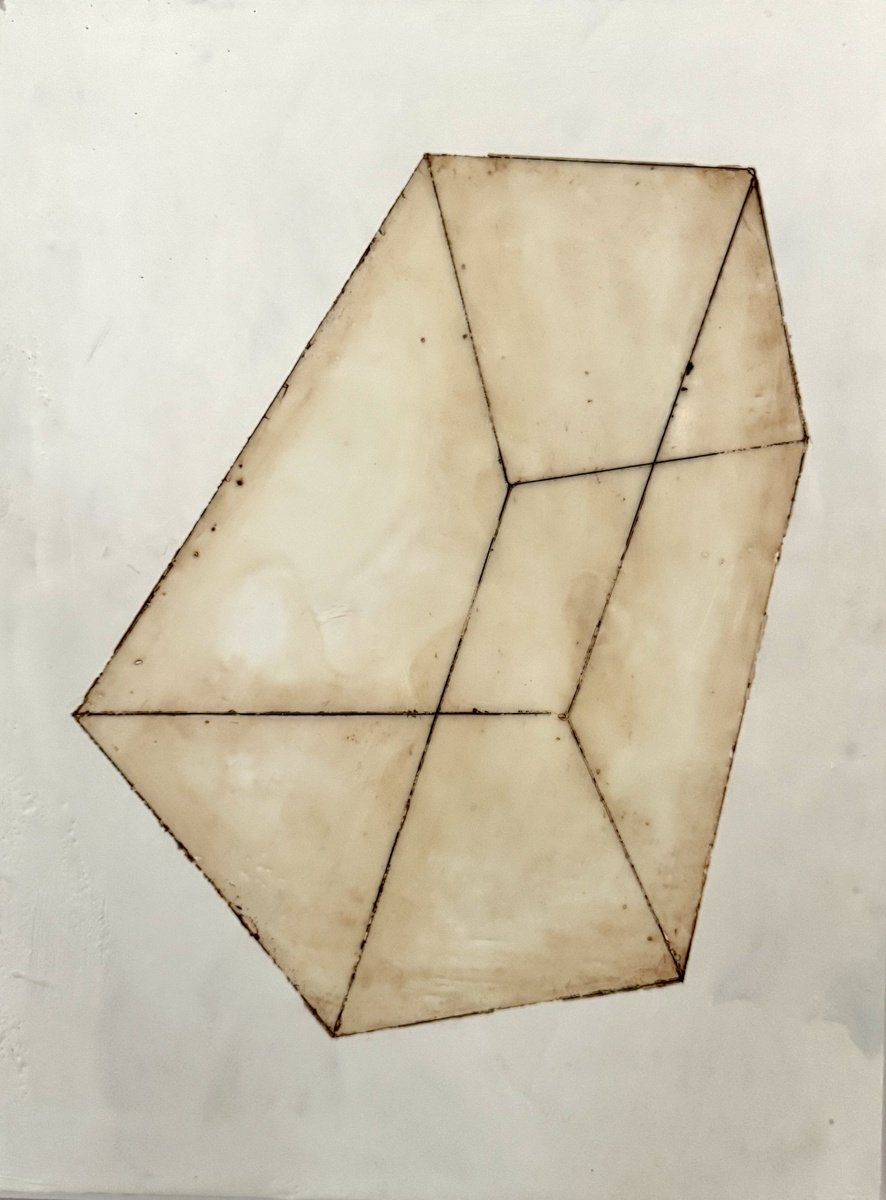 Geometric Abstract Painting By Domenica Brockman, 11 X 14, Twisted Cube, Original Artwork