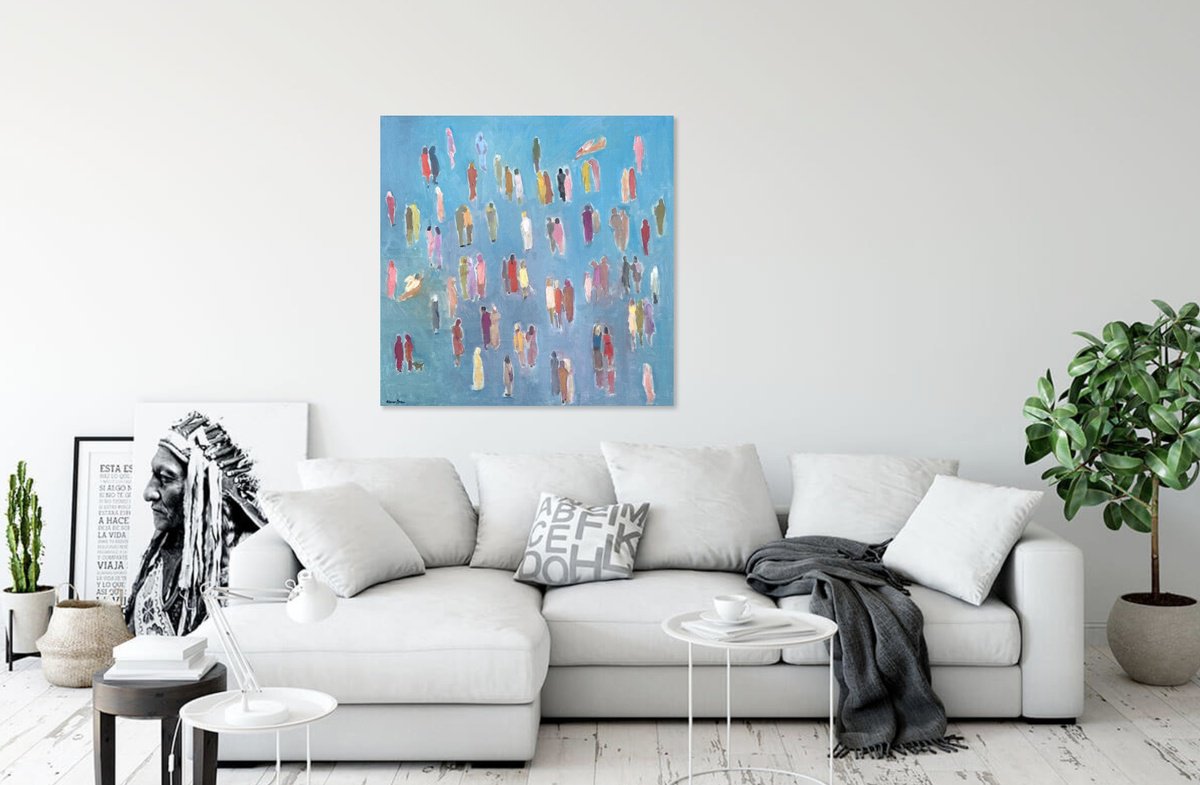 Abstract Oil Painting By Arun Prem, 36 X 36, Find An Angel, Original Artwork