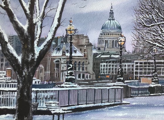 London’s Southbank in the snow.