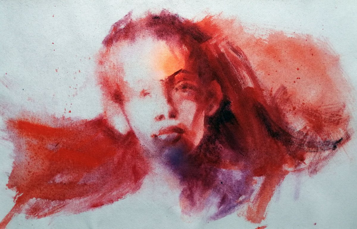 Urban And Pop Portrait Painting By Olga David, 20 X 16", Portrait In Street Art Style, Original Artwork