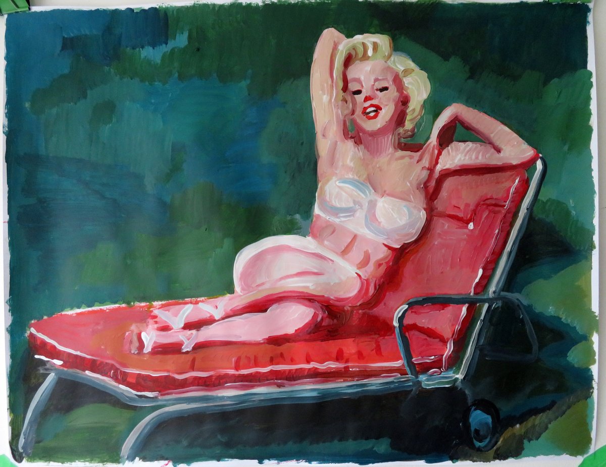 Impressionistic Portrait Acrylic Painting By Stephen Abela, 28 X 22", La Gioconda 2-(Marilyn Monroe), Original Artwork