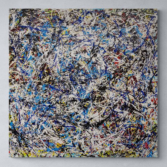 Tendaro N-7 (H)132x(W)132 cm. Similar to a Jackson Pollock