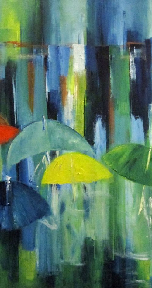 Rainday, 2, oil on canvas, 80 x 100 cm by Ingrid Knaus