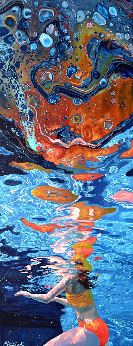 Untethered - Swimming Painting by Abi Whitlock