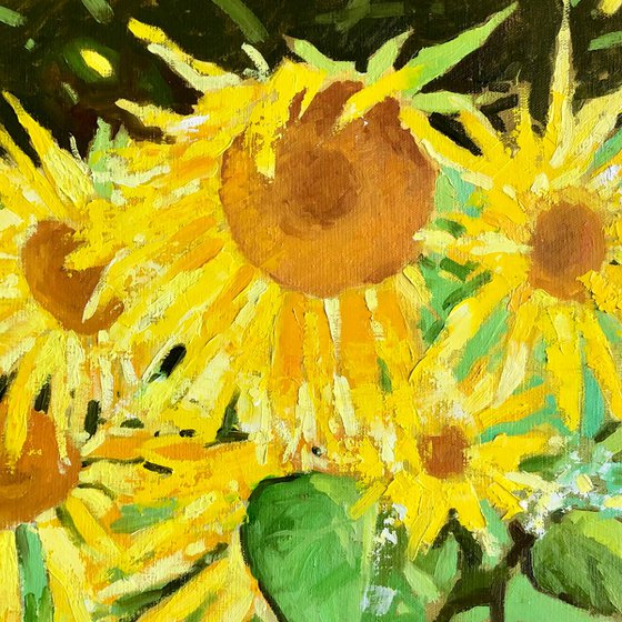 Abstract garden sunflowers