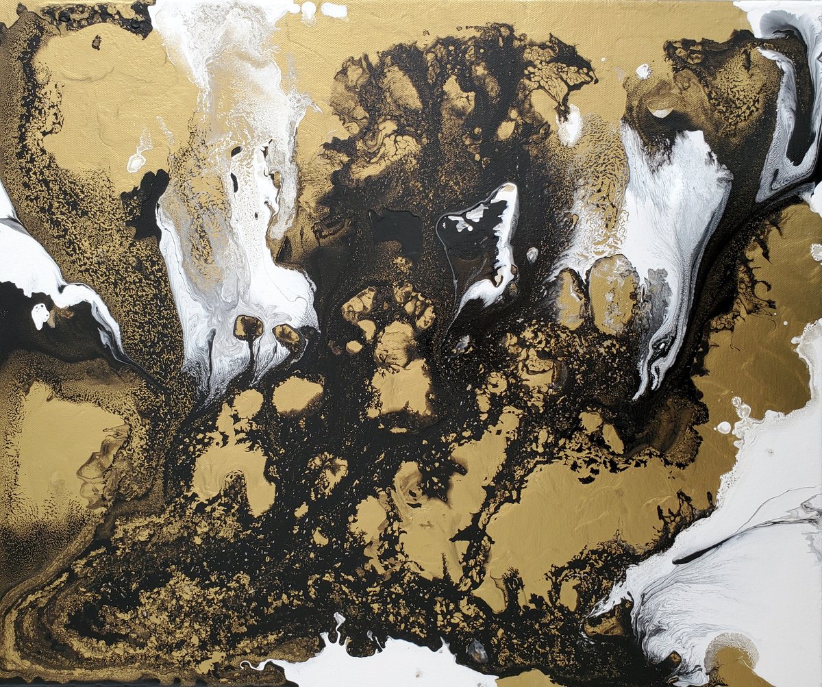 Abstract Acrylic Painting By Joyce Fournier, 24 X 20", Cosmic Allure, Original Artwork