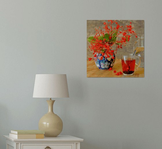 Still life with glass with a tea