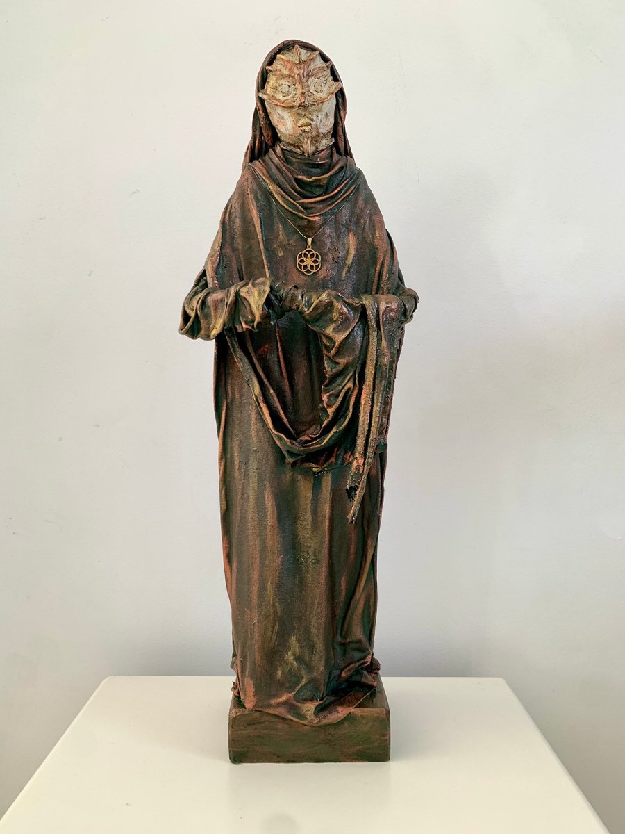 Organic Portrait Sculpture By Veronica Vilsan, 7 X 21", Zen Master, Original Artwork