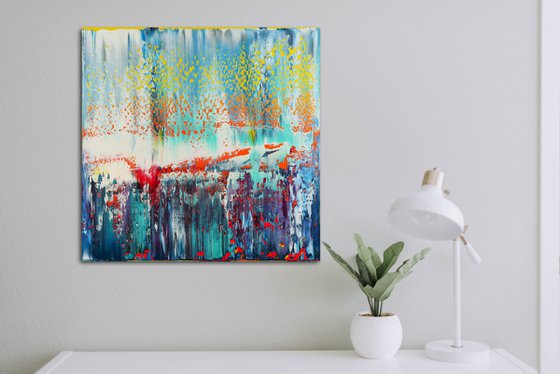 50x50 cm | 19,5x19,5″ Abstract Landscape Painting Original oil painting Canvas art