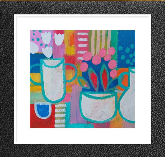 Still Life & 4 White Tulips