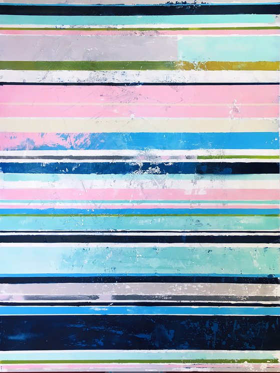 Stripes Painting 48x36" Abstract Art by Bo Kravchenko