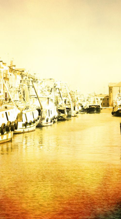 Venice sister town Chioggia in Italy - 60x80x4cm print on canvas 01066m2 READY to HANG by Kuebler