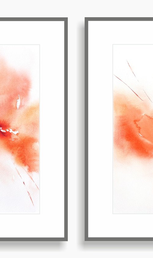 Poppy flowers diptych by Olga Grigo
