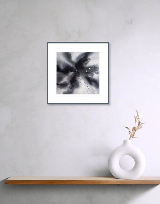 Black abstract flowers diptych