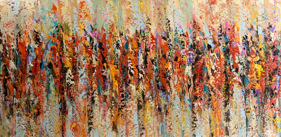 Colorful Autumn - Abstract Landscape Painting, Palette Knife Art