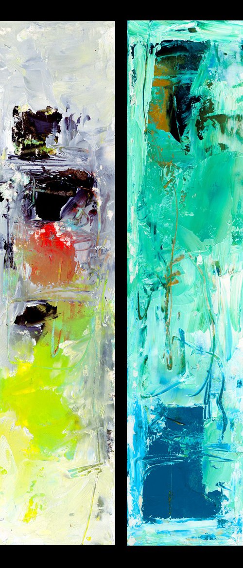 Oil Abstraction Collection 1 - 4 Small Abstract paintings by Kathy Morton Stanion by Kathy Morton Stanion