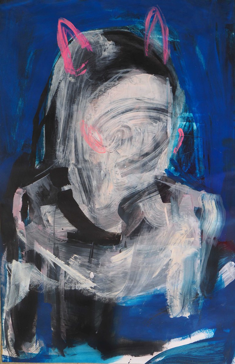 Expressive Portrait Acrylic Painting By Cynthia Gregorova, 31 X 48, Unknown, Original Artwork