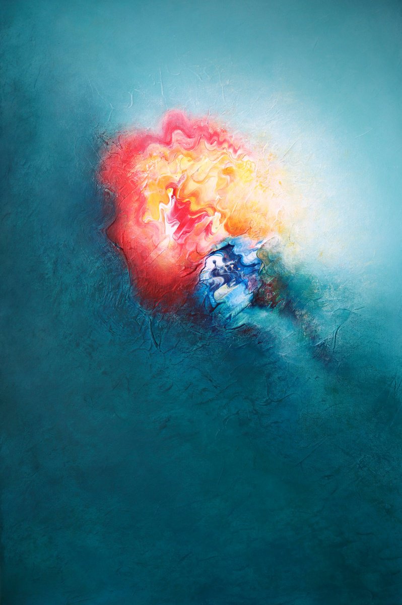 Abstract Acrylic Painting By Tam Chianta, 24 X 36", The Silent Air, Original Artwork