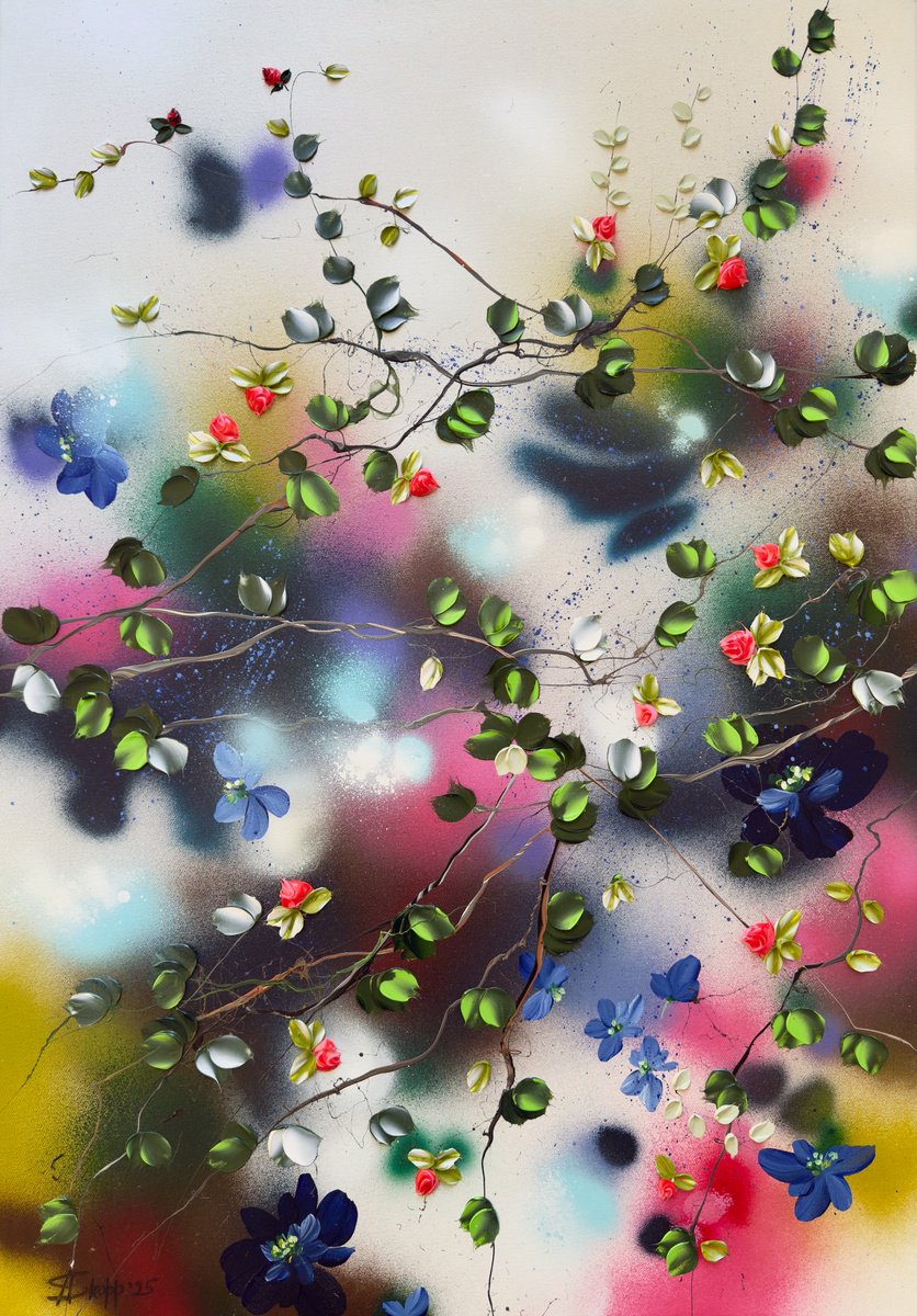 Abstract Acrylic Painting By Anastassia Skopp, 28 X 39, Kaori Iv, Original Artwork