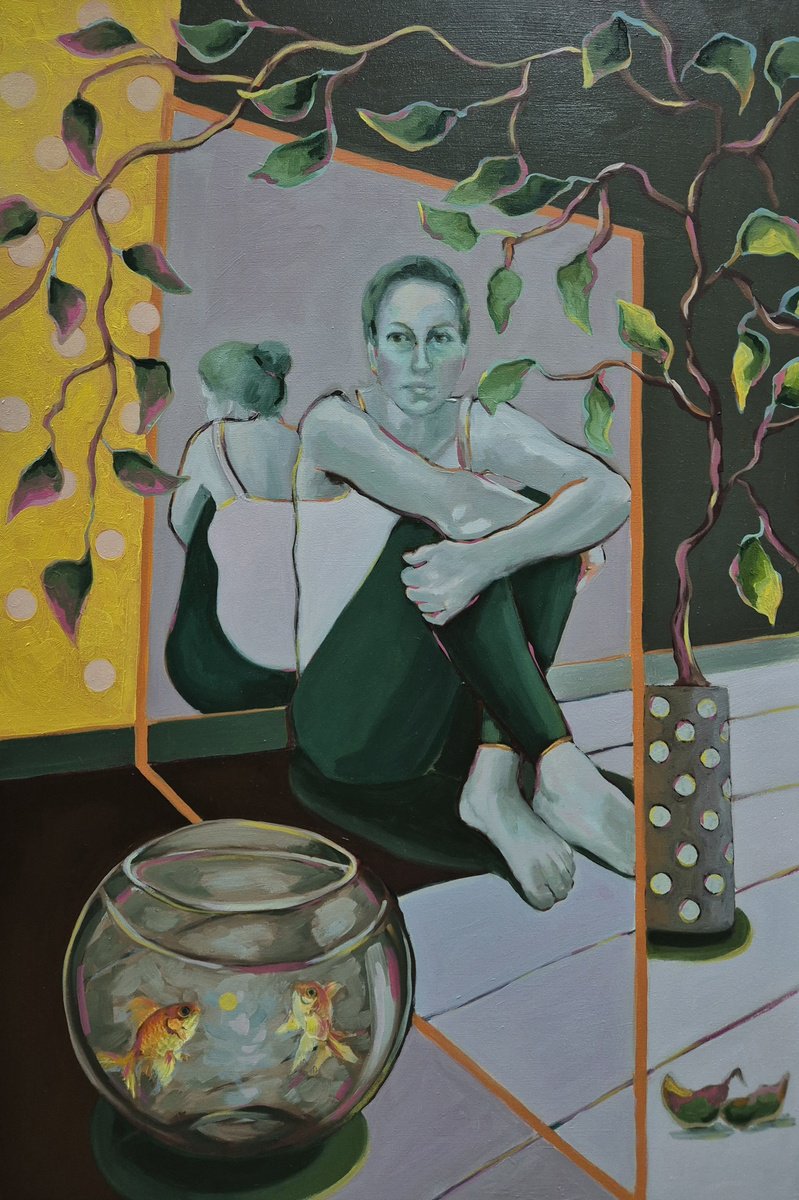 Impressionistic Portrait Oil Painting By Gitti Gv, 24 X 36, There On The Other Side, Original Artwork