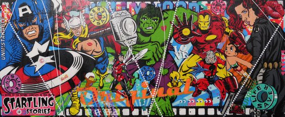 The Magnificent Seven 240cm x 100cm Avengers Textured Urban Pop Art