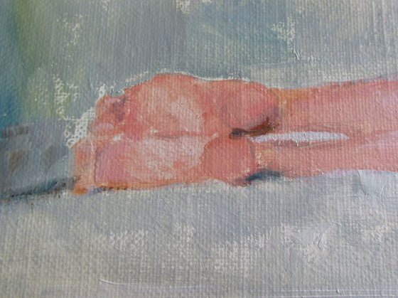 'Slumber' original oil painting nude erotic home decor 8x12 inches.