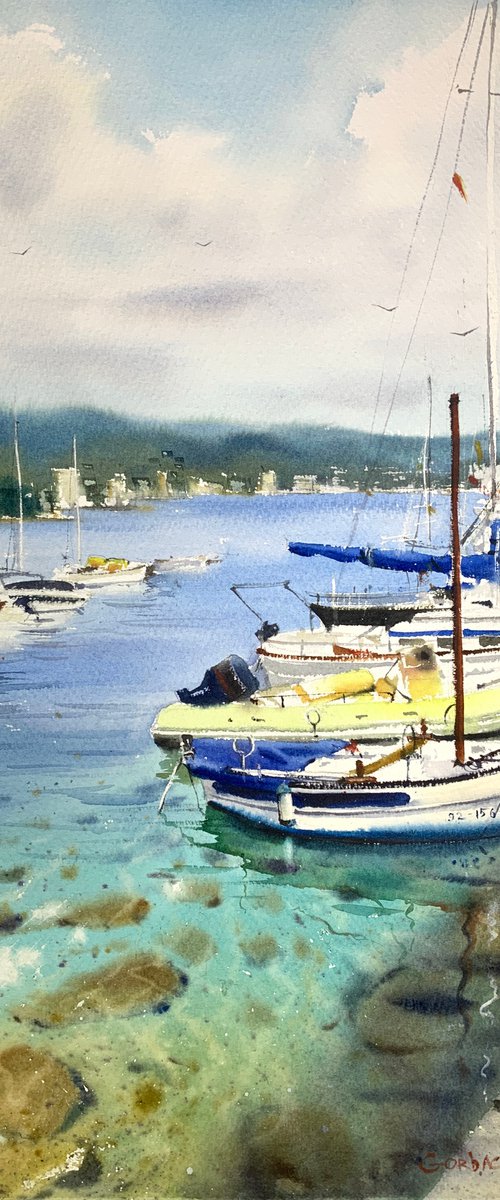 Boats at the pier (Spain) by Eugenia Gorbacheva