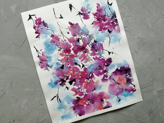 Pink flowers painting