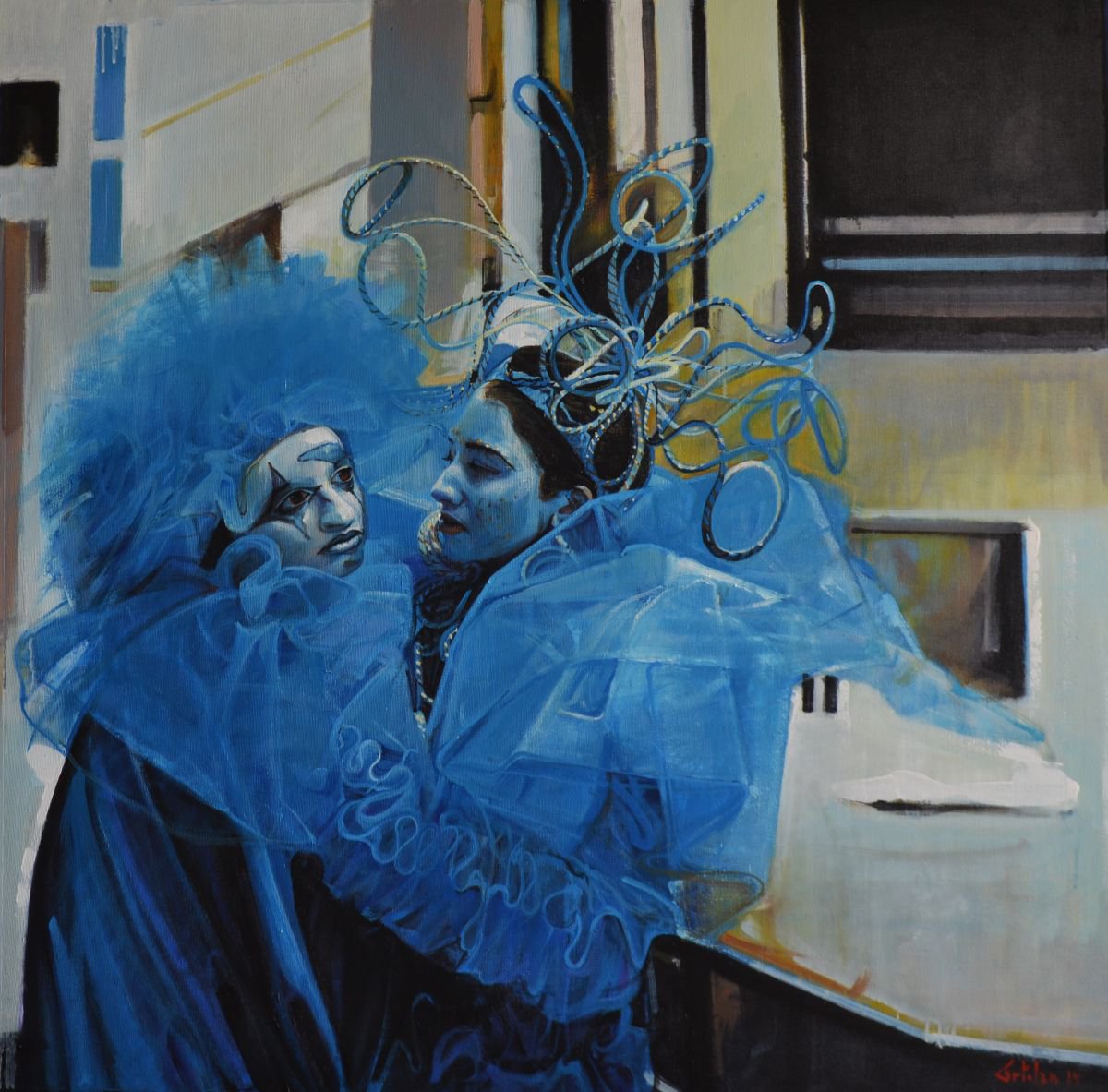 Photorealistic Oil Painting , Ridi Pagliaccio By Marco Ortolan, 35 X 35, Artwork For Sale On Artfinder