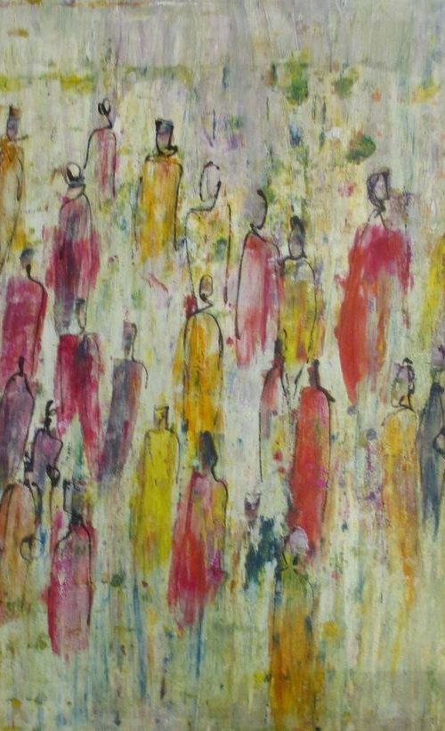 people in the city xl Oilpainting 35,4 x 51,1 inch by Sonja Zeltner-Müller