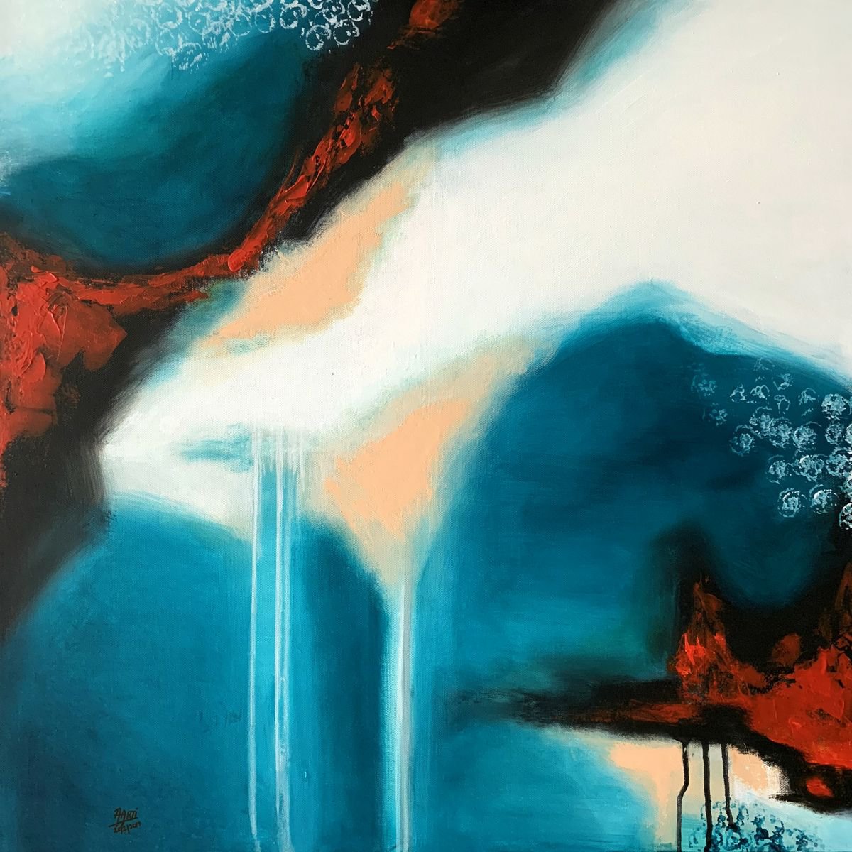 Metamorphosis 4 Sea Stories - Large abstract painting by Aarti Bartake