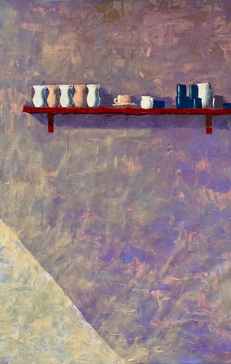 Impressionistic Still Life Acrylic Painting By John Cottee, 20 X 32, Shelf, Original Artwork
