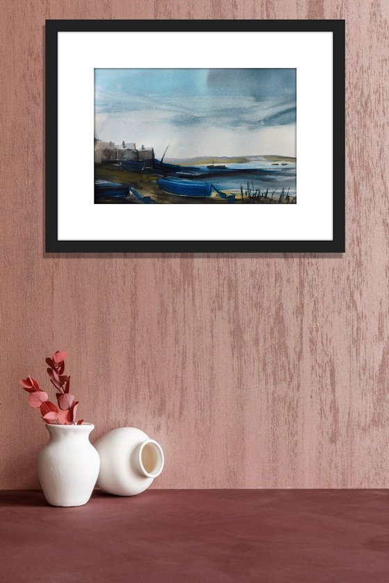 BLUE BOATS, Porlock Weir, Somerset, England.