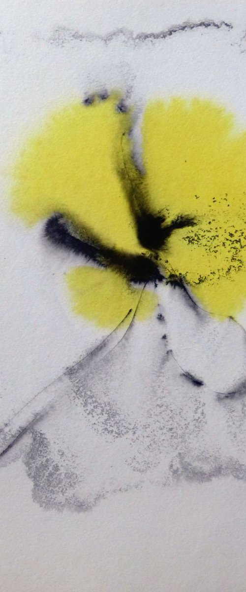 Abstract yellow flower, 29x39 cm by Frederic Belaubre