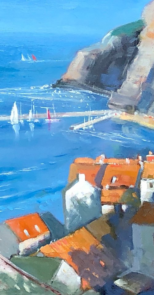 Rooftops at Staithes. by Alan Bickley