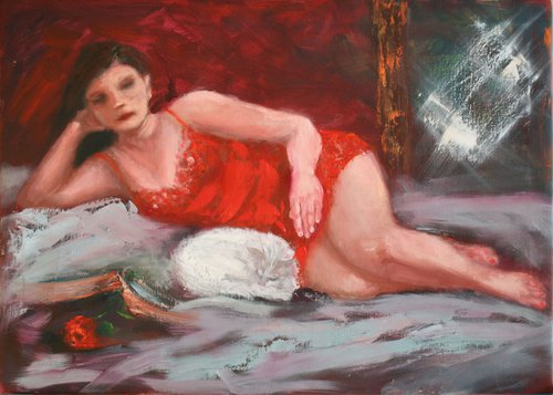 Scarlet Mood... /  ORIGINAL PAINTING by Salana Art Gallery