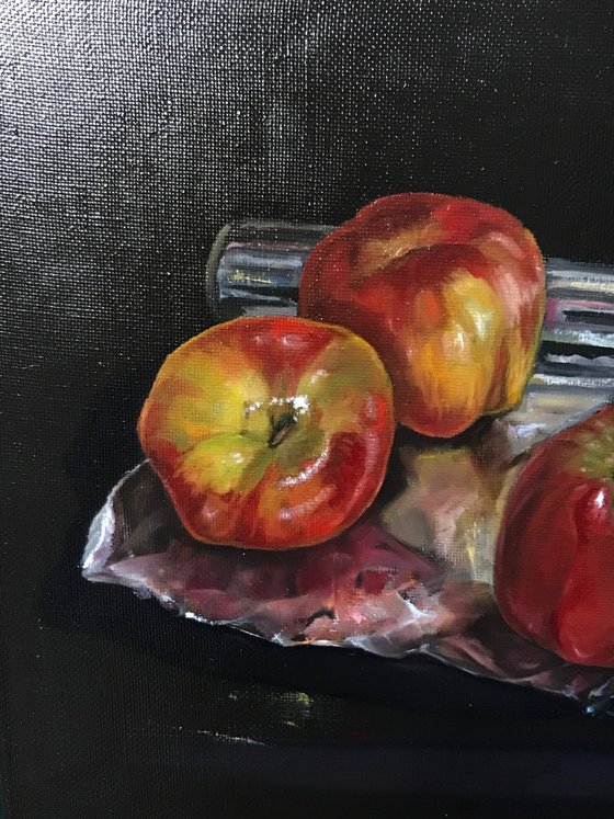 Apples on foil