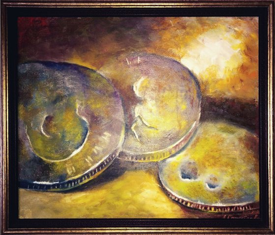Collector's pleasure - painting with old coins, as a gift