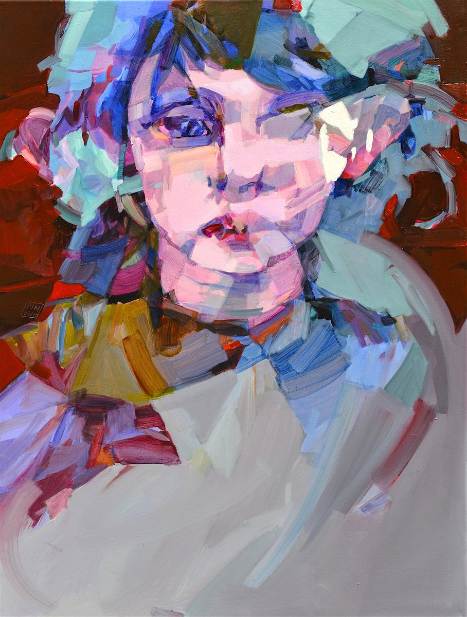 Expressive Portrait Oil Painting By Melinda Matyas, 24 X 32", Mama, I