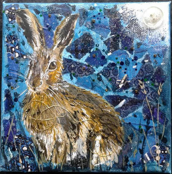 Hare and pearly moon