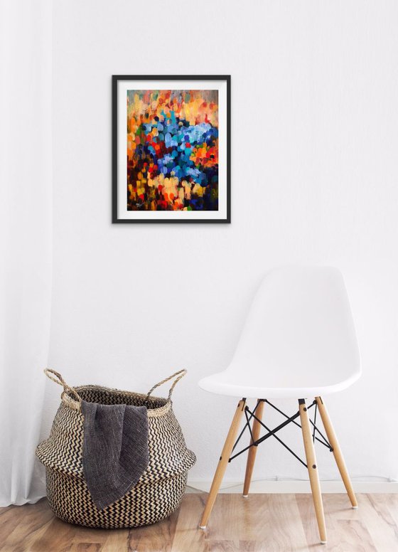 Multiplicité - Original vertical small impressionistic abstract painting - One of a kind