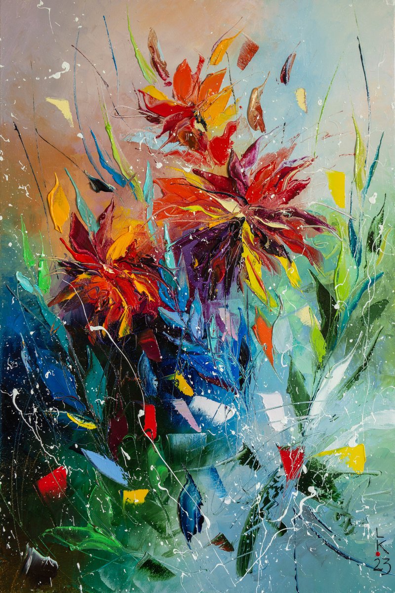 Red Flowers By Liubov Kuptsova, 16 X 24, Artwork For Sale On Artfinder