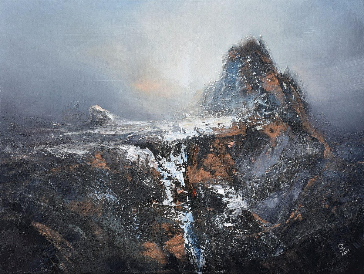 Abstract Landscape Acrylic Painting By Ivan Grozdanovski, 31 X 24, On The Path To Valhalla - 10, Original Artwork