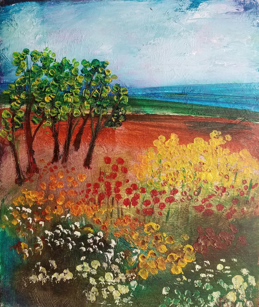 Impressionistic Landscape Oil Painting By Kevin Blake, 10 X 12", Van Goghs Countryside 4, Original Artwork