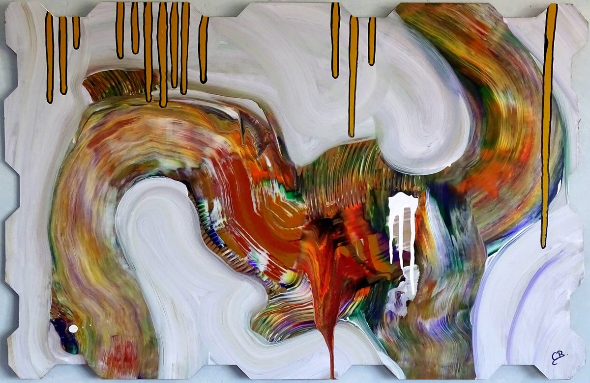 Abstract Acrylic Painting By Cb., 39 X 28, Heavenly Delight, Original Artwork