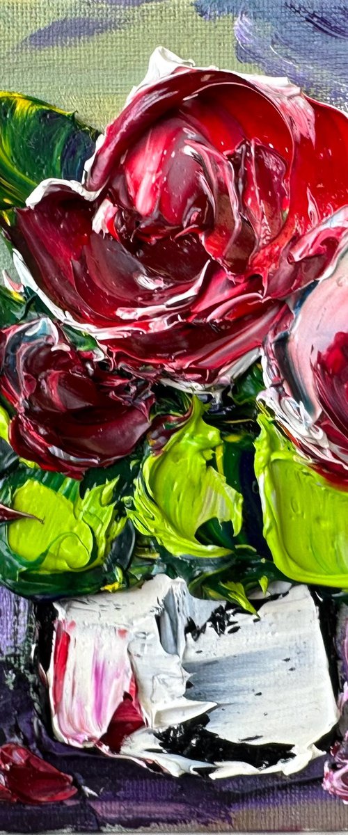 Pink Rose deep impasto by Oksana Fedorova
